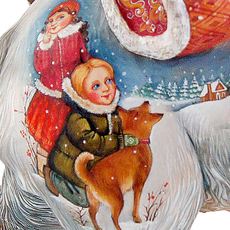 Wooden Santa Rides Polar Bear-